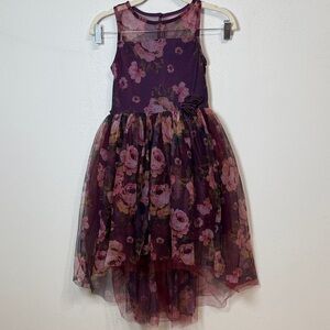 Zunie Purple Floral Tulle Dress with Pink Accents